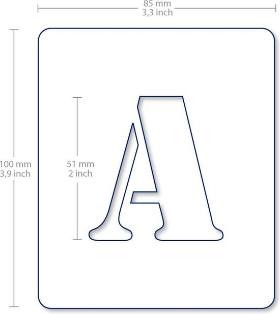 QBIX Lettersjablonen Set - 10 x 8,5cm - Complete Alfabet - Letters zijn 5cm hoog - QBIX