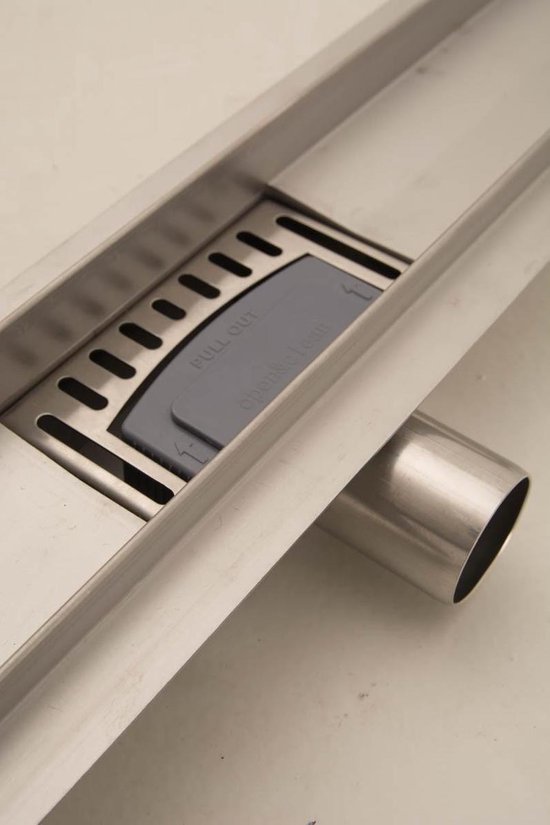 Clp Moderne RVS douchegoot RUBINA incl. glas en sifon 600mm / 60 cm