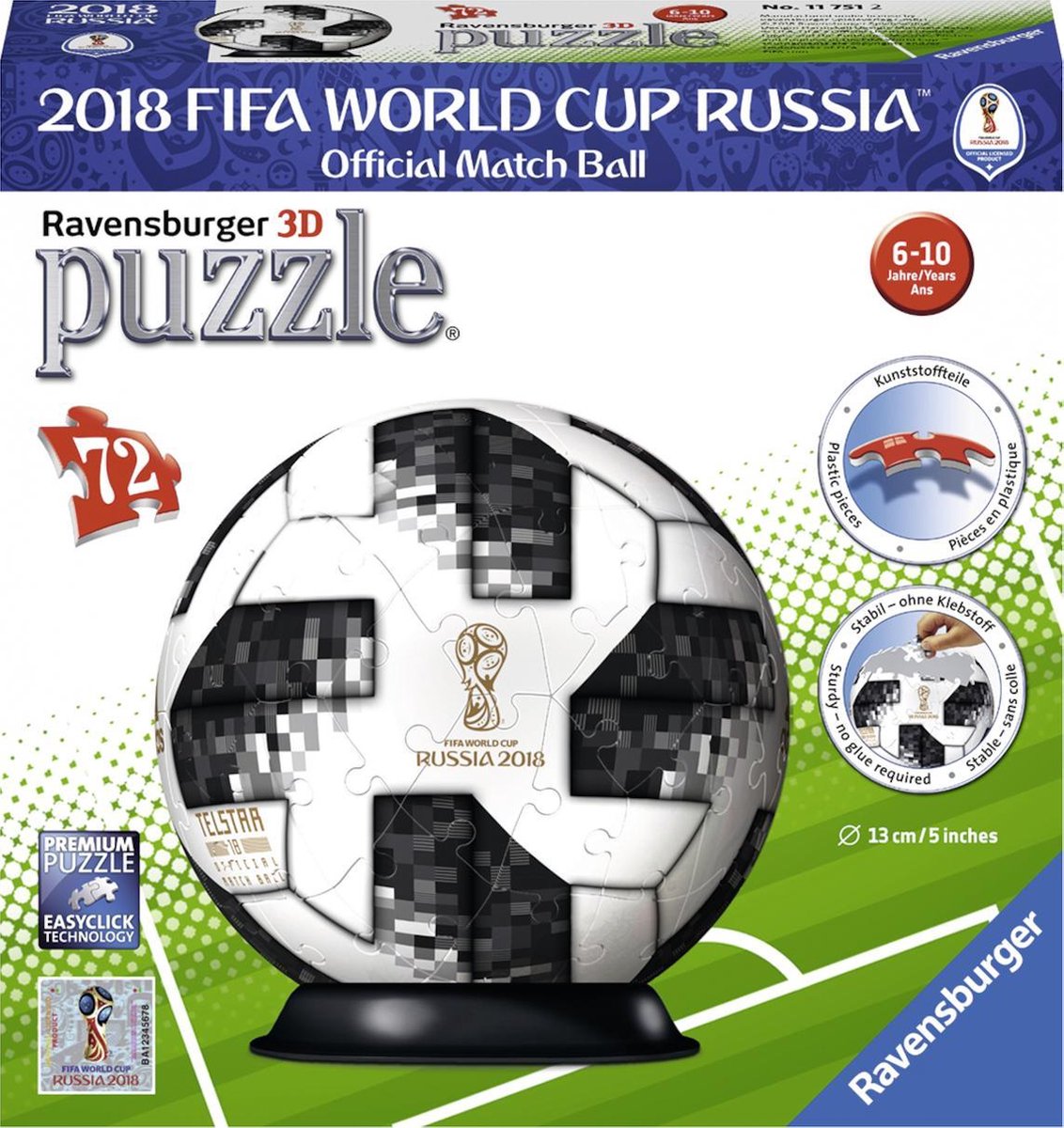 beproeving verlichten vingerafdruk Ravensburger Adidas bal WK puzzleball - 3D Puzzel - 72 stukjes | bol.com