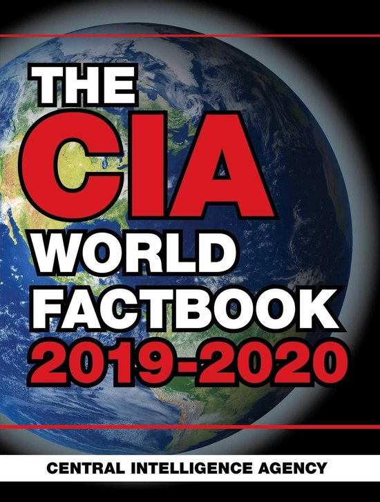 De cover van 'The CIA World Factbook 2019-2020' met een aardbol en de tekst 'THE CIA WORLD FACTBOOK 2019-2020'.