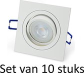 Dimbare Philips 4W GU10 inbouwspot | Wit vierkant | Set van 10 stuks