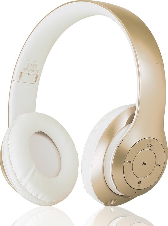 Draadloze On-Ear Koptelefoon Bluetooth Headphone met Geheugen Poort - Goud  | bol.com