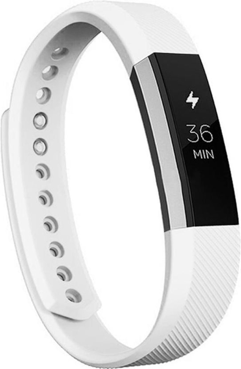 KELERINO. Siliconen bandje geschikt voor Fitbit Alta - Wit - Large