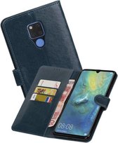 Zakelijke Book Case Telefoonhoesje Geschikt voor de Huawei Mate 20 X - Portemonnee Hoesje - Pasjeshouder Wallet Case - Blauw