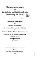 Untersuchungen uber Martin Opitz im hinblick auf seine behandlung der natur