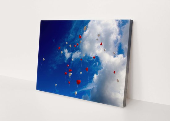 Hartjes Ballonnen | Canvasdoek | Wanddecoratie | 150CM x 100CM | Schilderij | Foto op canvas