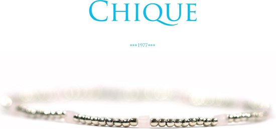 Dames armband fijn - 925 Sterling zilver - dikte 1mm - rose vierkant kralen