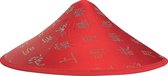 Chinese hoed rood met koord - Aziatisch hoedje bij jurk verkleedkleding