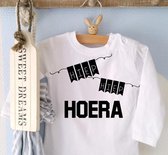 Shirtje Hiep Hiep Hoera  | lange mouw| wit| maat 74