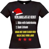 Verlanglijstje kerst  T-shirt maat S Dames zwart