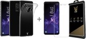 Hoesje geschikt voor Samsung Galaxy S9+ Plus - Siliconen Transparant TPU Gel Case Cover + Glas PET Folie Screen Protector Transparant 0.2mm - 360 graden protectie