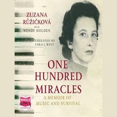 Boekomslag van One Hundred Miracles met een zwart-wit portret van Zuzana Růžičková en pianotoetsen op de achtergrond.
