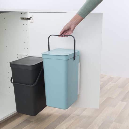 Poubelle encastrable SORT & GO 2 x 16 l, gris/vert, Brabantia