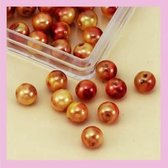 Oil Paint Beads rond 8 mm, 2 DOOSJES a 33 stuks, Geel-Rood.