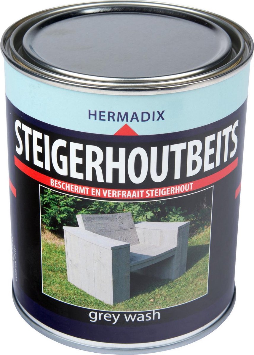 Hermadix Steigerhoutbeits - 0,75 liter - Grey wash – foto 6