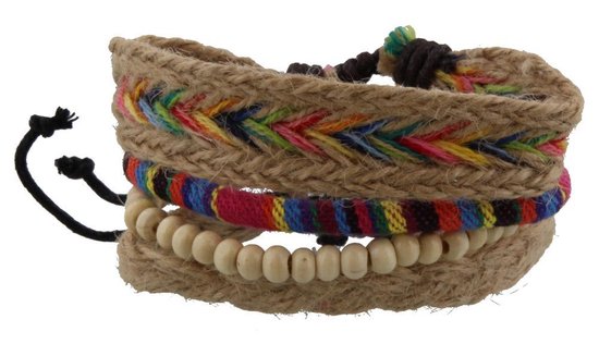Op de een of andere manier avontuur herhaling Ibiza armbandjes van touw en kralen in regenboog kleuren. | bol.com