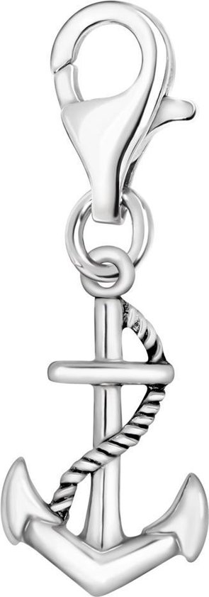 Quiges – 925 - Zilver – Charm - Bedel - Hanger - Anker met Touw - met – sterling - zilver - karabijnslot - geschikt - voor - Zinzi, Thomas – Sabo - Ti Sento - Bedelarmband HC145