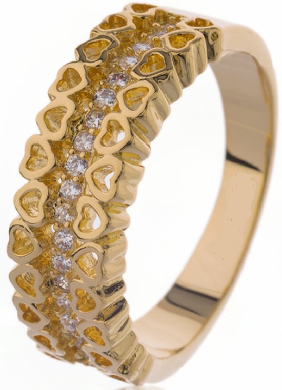 Schitterende 18K Gold Plated Hartjes Ring | Damesring | Jonline | 16,50 mm. Maat 52