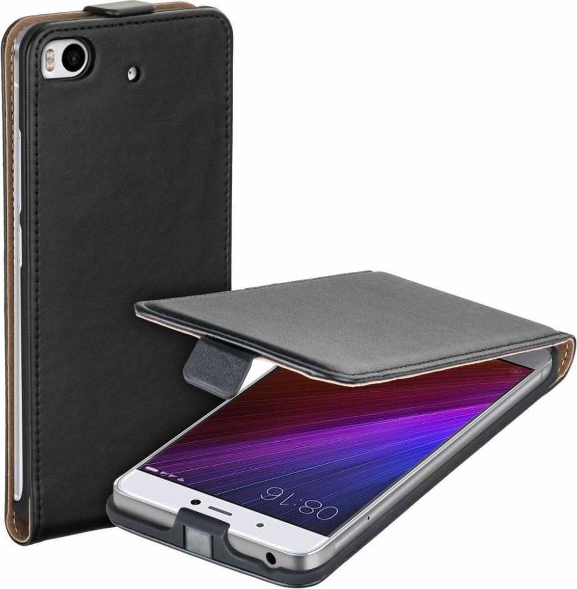 Lelycase Zwart Xiaomi Mi 5s Eco Leather Flip case hoesje