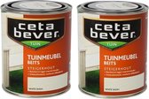 CetaBever Tuinmeubelbeits Steigerhout - Zijdeglans - White Wash - 750 ml - 2 Stuks