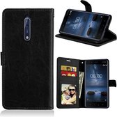 Nokia 8 Portemonnee Hoesje Booktype Wallet Case Zwart