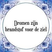 Tegeltje met Spreuk (Tegeltjeswijsheid): Dromen zijn brandstof voor de ziel + Kado verpakking & Plakhanger