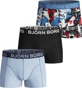 Björn Borg NY Times jongens Boxershort - 3pack - blauw/multi/zwart - Maat 158 - 164