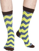 eleven46 - Herensokken 3 pack Denim-Blauw Blauw-Creme Rood-Blauw - ZigZag Patroon