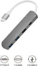 H1 4-in-1 Type C convertor HDMI (1x Type-C, 1x HDMI, 2x USB 3.0) - Grijs