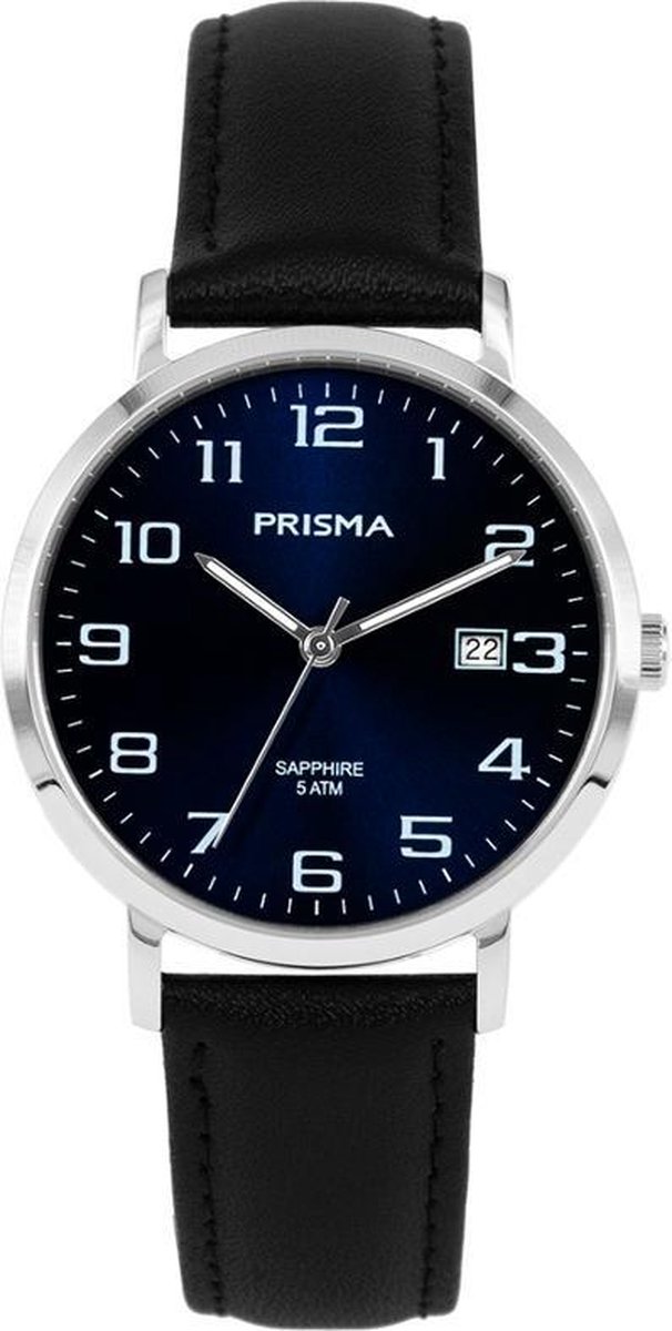 Prisma P1741 - Horloge - Leer - Zwart - 37 mm