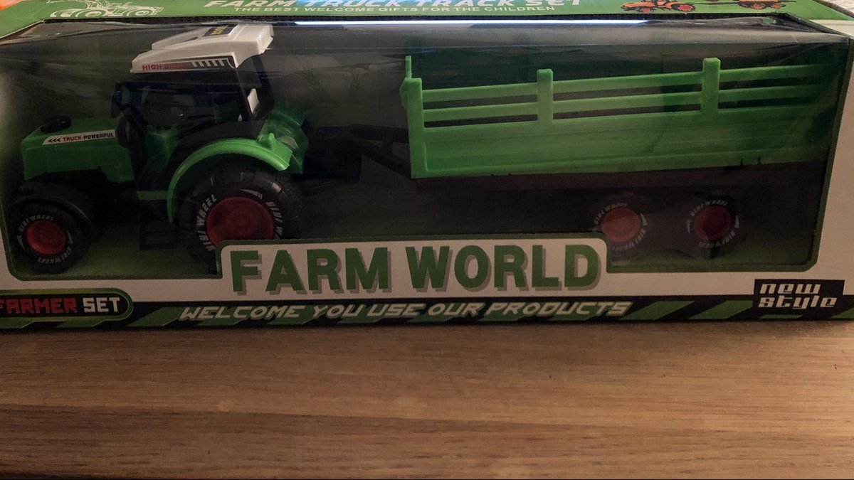 Afbeelding van product Farmer's World  Troktor met aanhanger groen 45 cm lang