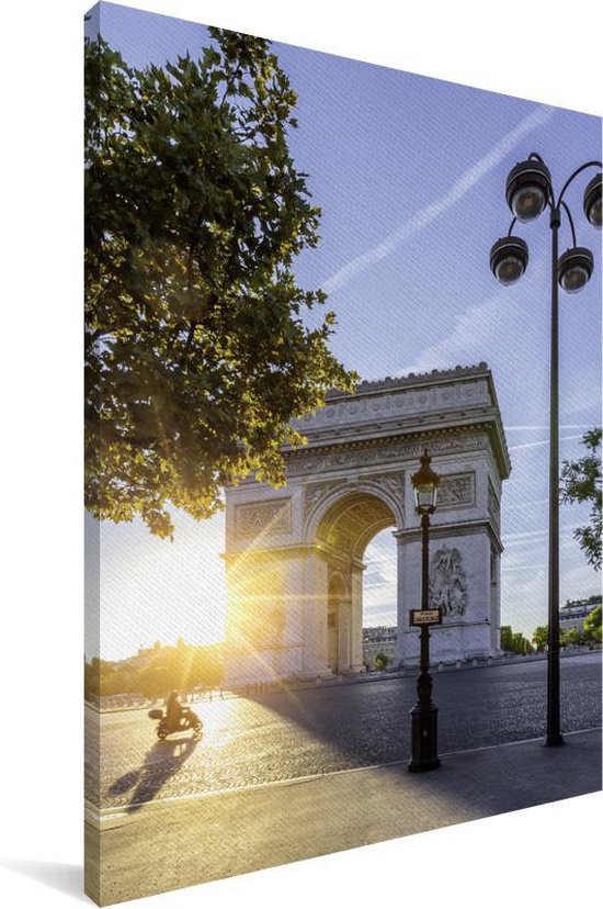 L'Arc de Triomphe à Paris au lever du soleil avec un ciel bleu clair Toile 20x30 cm - petit - Tirage photo sur toile (Décoration murale salon / chambre)