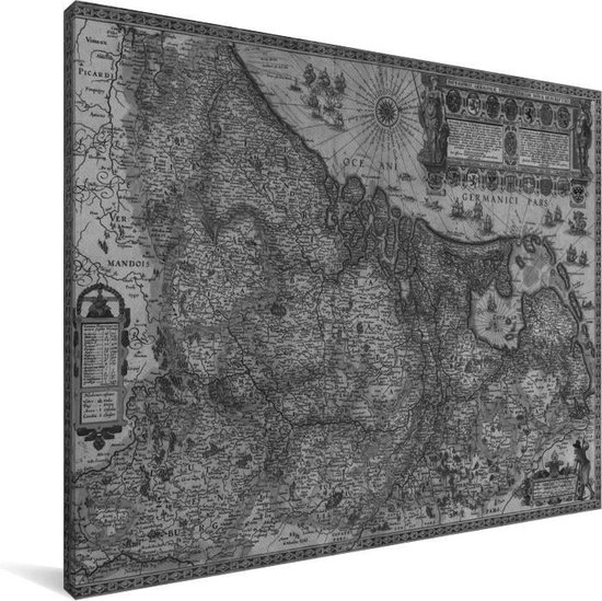 Goede bol.com | Historische zwart witte landkaart van Nederland Canvas KY-46