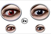2x Set lenzen red per 2 en zwart per 2 - Heks duivel rood zwart lenzen