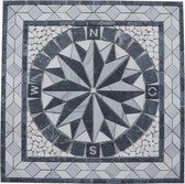 Mozaiek tegel - medallion - windroos - 67 x 67 cm - zwart grijs wit - 051