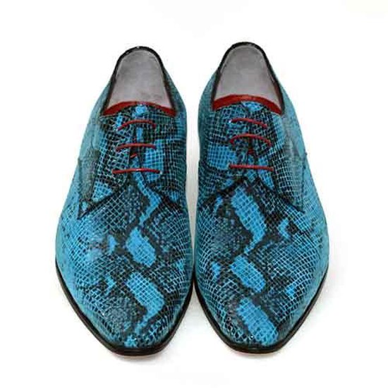 Blauwe veterschoen Heren Slangenprint Maat 41 | bol.com