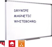 Whiteboard Quantore 45x60cm magnetisch. incl. 4x whiteboardstift, whiteboardborstel, whiteboardreinigingsvloeistof, afleggoot en ophangsysteem