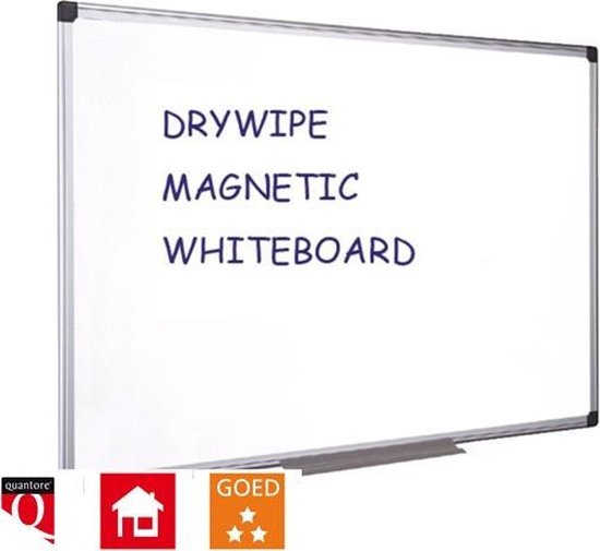 Whiteboard Quantore 45x60cm magnetisch. incl. 4x whiteboardstift, whiteboardborstel, whiteboardreinigingsvloeistof, afleggoot en ophangsysteem