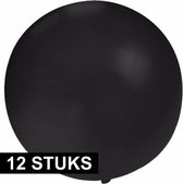 12x Grote ballonnen 60 cm zwart - Geschikt voor lucht of helium