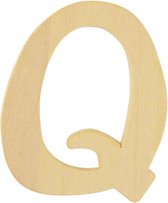 Houten letter Q 6 cm