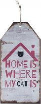 Tekstbord HOME IS WHERE MY CAT IS - Hout - 60 x 30 cm