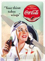 Coca Cola Your thirst takes wings  Metalen wandbord in reliëf 30 x 40 cm