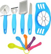 Kitchen Brothers 10 Delige Keuken Gereedschap Set – Keukenhulpen - Gerei Set - Inclusief Kaasschaaf, Kaasrasp, Schilmesje / Dunschiller, Pizza Snijder, Appelsnijder & Maatlepel Set