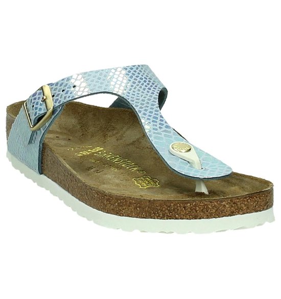 Birkenstock - Gizeh - Sportieve slippers - Dames - Maat 35 - Blauw - Shiny  Snake Sky | bol.com