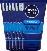 Nivea Men Deep Cleaning Face Wash - 6x100ml - Voordeelverpakking