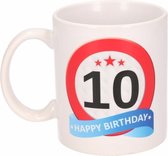 Verjaardag 10 jaar verkeersbord mok / beker