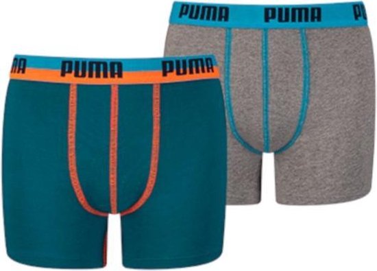 PUMA Color block Elastic Boxershort - 2-pack - Blauw/Oranje - Maat 164 |  bol.com