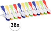 Gekleurde wasknijpertjes 36 stuks - plastic knijpers / wasspelden