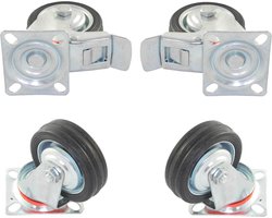 Set van 4 Zwenkwielen Transportwielen - Ø 75 mm - 2 x met - 2 x Zonder Rem