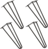 Hairpin poten tafelpoten 3-punt set van 4 - 35 cm - metaal grijs